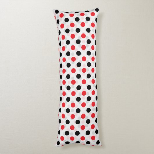 Rood Zwart Polka Dots Textiel Patroon Ontwerp Lichaamskussen (Achterkant (Verticaal))
