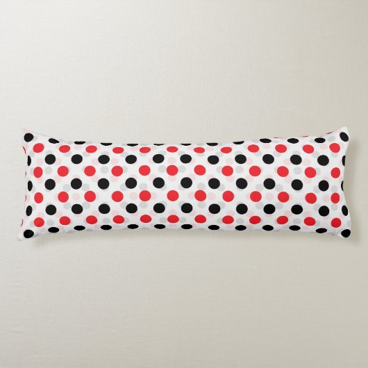 Rood Zwart Polka Dots Textiel Patroon Ontwerp Lichaamskussen (Voorkant)