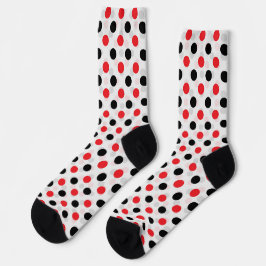Rood Zwart Polka Dots Textiel Patroon Ontwerp Sokken