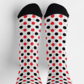Rood Zwart Polka Dots Textiel Patroon Ontwerp Sokken (Top)