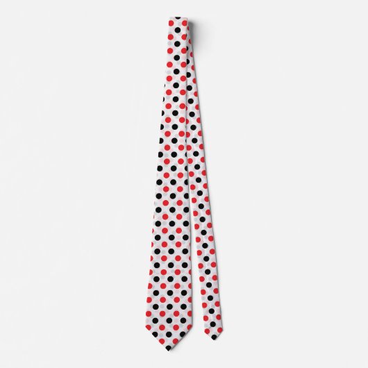 Rood Zwart Polka Dots Textiel Patroon Ontwerp Stropdas (Voorkant)