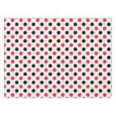 Rood Zwart Polka Dots Textiel Patroon Ontwerp Tafelkleed (Voorkant (Horizontaal))
