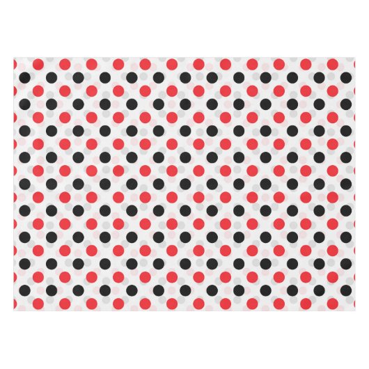Rood Zwart Polka Dots Textiel Patroon Ontwerp Tafelkleed (Voorkant (Horizontaal))