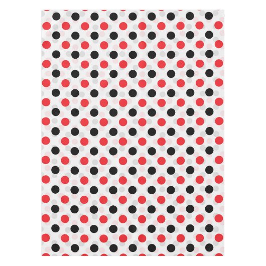 Rood Zwart Polka Dots Textiel Patroon Ontwerp Tafelkleed (Voorkant)