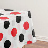 Rood Zwart Polka Dots Textiel Patroon Ontwerp Tafelkleed (Voorbeeld)