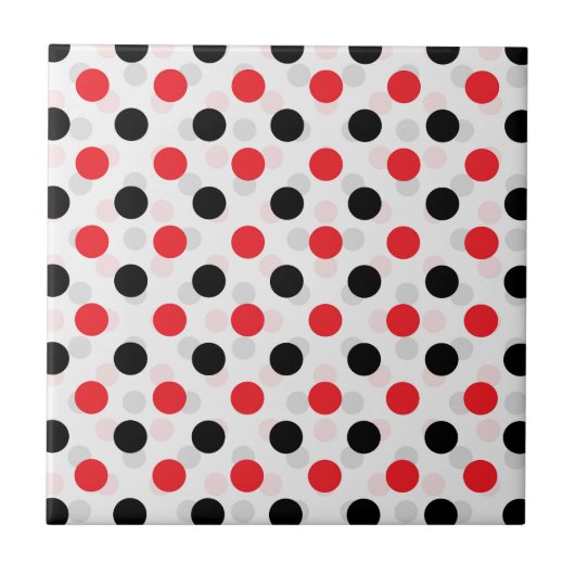 Rood Zwart Polka Dots Textiel Patroon Ontwerp Tegeltje (Voorkant)
