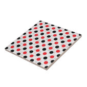 Rood Zwart Polka Dots Textiel Patroon Ontwerp Tegeltje (Zijkant)