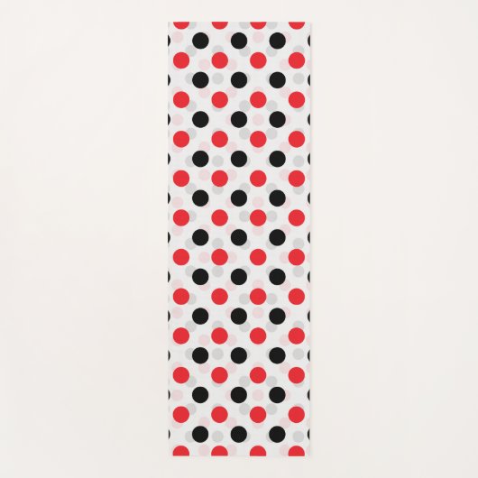 Rood Zwart Polka Dots Textiel Patroon Ontwerp Yogamat (Voorkant)