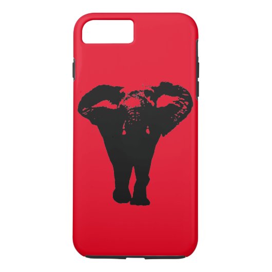 Rood Zwart Pop Art Olifant iPhone 7 Plus Hoesje (Achterkant)