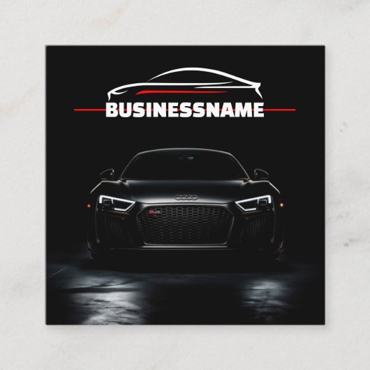 Rood & Zwart Professionele Automobielauto Details Vierkante Visitekaartje (Voorkant)
