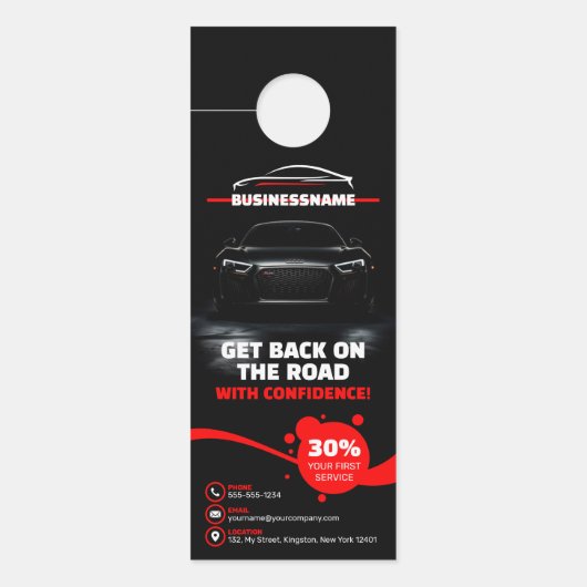 Rood & Zwart Professionele Autowasserij Deurhanger (Voorkant)