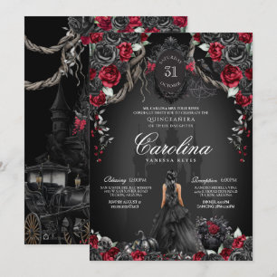 Rood & Zwart Quinceanera Halloween Gotische Prinse Kaart