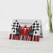 Rood & Zwart Race Car Dank u kaart (Voorkant)