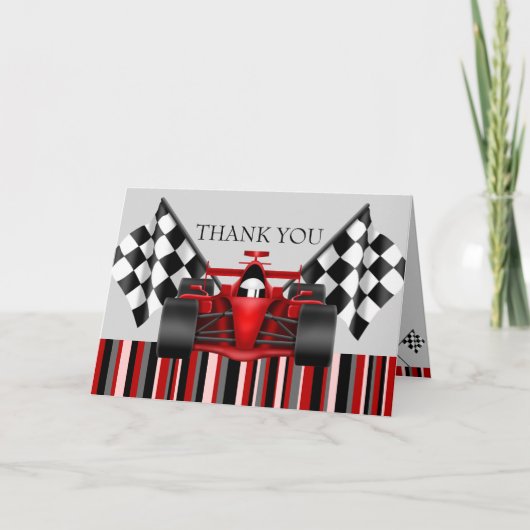 Rood & Zwart Race Car Dank u kaart (Voorkant)
