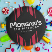 Rood Zwart Racing Car Stripe Verjaardagsfeest Papieren Bordje