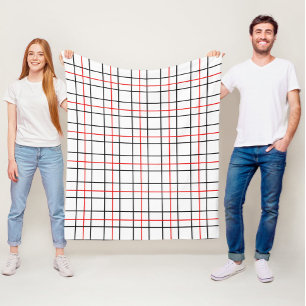 Rood zwart raster lijnen geplakt ontwerp fleece deken