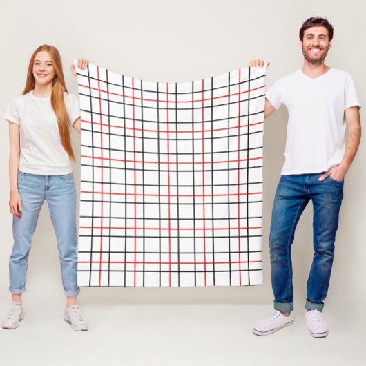 Rood zwart raster lijnen geplakt ontwerp fleece deken