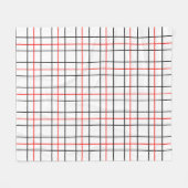 Rood zwart raster lijnen geplakt ontwerp fleece deken (Voorkant (Horizontaal))