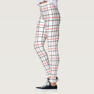 Rood zwart raster lijnen geplakt ontwerp leggings