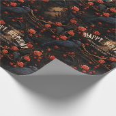 Rood Zwart Ravens Rood Rozen Donker Romantisch Got Cadeaupapier (Hoek)