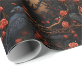 Rood Zwart Ravens Rood Rozen Donker Romantisch Got Cadeaupapier (Rol Hoek)