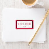 Rood zwart rechthoekig lijst bruiloft gunst labels (Insitu)