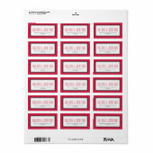 Rood zwart rechthoekig lijst bruiloft gunst labels (Full Sheet)