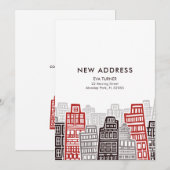 Rood & Zwart Retro Gebouwen Nieuwe Adreskaart Kaart (Voorkant / Achterkant)
