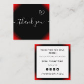 Rood & zwart-Romantisch Dank u voor de stijlvolle Vierkante Visitekaartje (Voorkant / Achterkant)