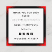 Rood & zwart-Romantisch Dank u voor de stijlvolle Vierkante Visitekaartje (Achterkant)