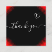 Rood & zwart-Romantisch Dank u voor de stijlvolle  Vierkante Visitekaartje (Voorkant)