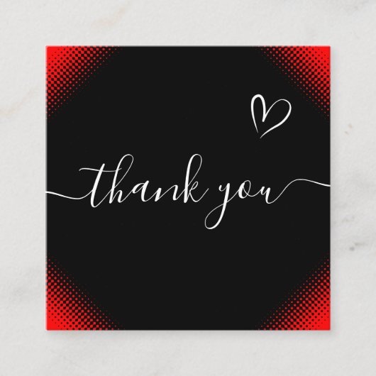 Rood & zwart-Romantisch Dank u voor de stijlvolle Vierkante Visitekaartje (Voorkant)