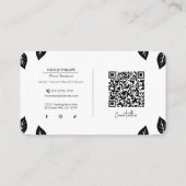 Rood & Zwart Roos Bladeren Bloemen Social Media QR Visitekaartje (Achterkant)