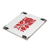 Rood & Zwart Roos Bloemen Modern Minimal Glam Tegeltje (Zijkant)