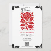 Rood & Zwart Roos Bloemen Vrijgezellenfeest Kaart (Voorkant)