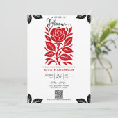 Rood & Zwart Roos Bloemen Vrijgezellenfeest Kaart (Staand voorkant)