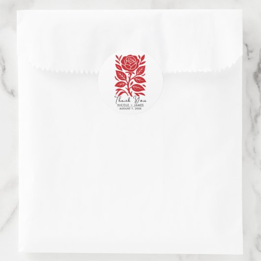 Rood & Zwart Roos Bloemen Vrijgezellenfeest Ronde Sticker (Tas)