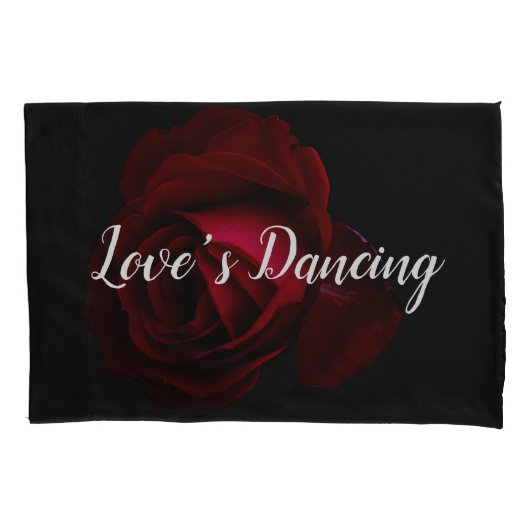 Rood, zwart roos floraal kussensloop (Voorkant-Links)