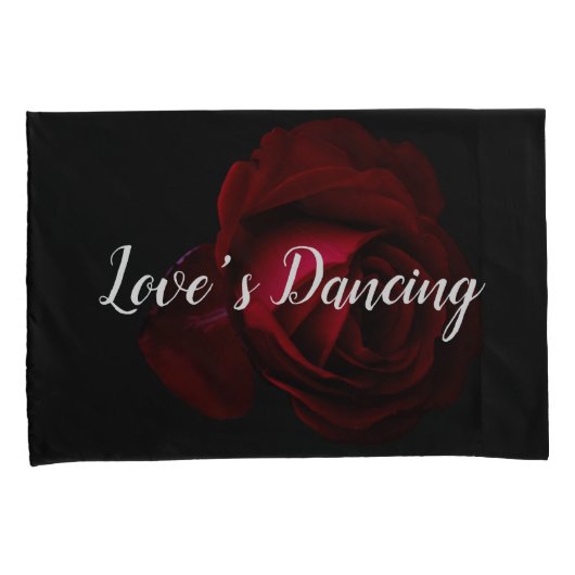 Rood, zwart roos floraal kussensloop (Voorkant-Rechts)