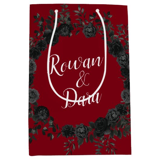Rood Zwart Roos Gotische bruiloft Medium Cadeauzakje (Voorkant)