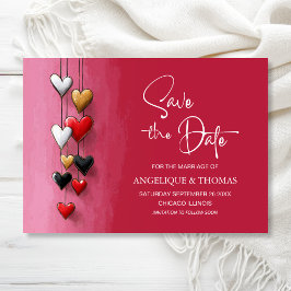 Rood Zwart Roze Harten Trouw Huwelijksaankondiging Save The Date