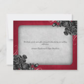 Rood Zwart Rozen Gotische bruiloft Bedankkaart (Achterkant)