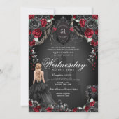 Rood Zwart Rozen Quinceanera Gotische Halloween Kaart (Voorkant)