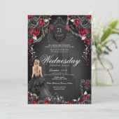Rood Zwart Rozen Quinceanera Gotische Halloween Kaart (Staand voorkant)