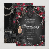 Rood Zwart Rozen Quinceanera Gotische Halloween Kaart (Voorkant / Achterkant)