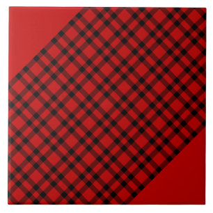 Rood zwart ruitpatroon tegeltje