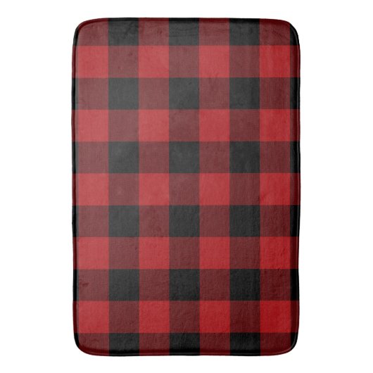 Rood Zwart Rustieke Buffel Plaid Geruit Badmat (Voorkant Verticaal)