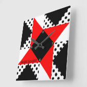 Rood/Zwart scharnierend vierkant Genummerd vierkan Vierkante Klok (Hoek)