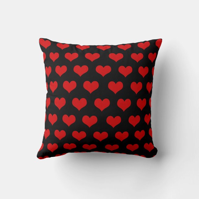 Rood Zwart Schattig Knus Modern Romantisch Chic Ha Kussen (Achterkant)