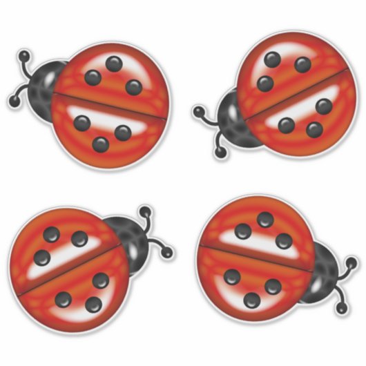 Rood Zwart Schattige lieveheersbeestjes Sticker (Voorkant)